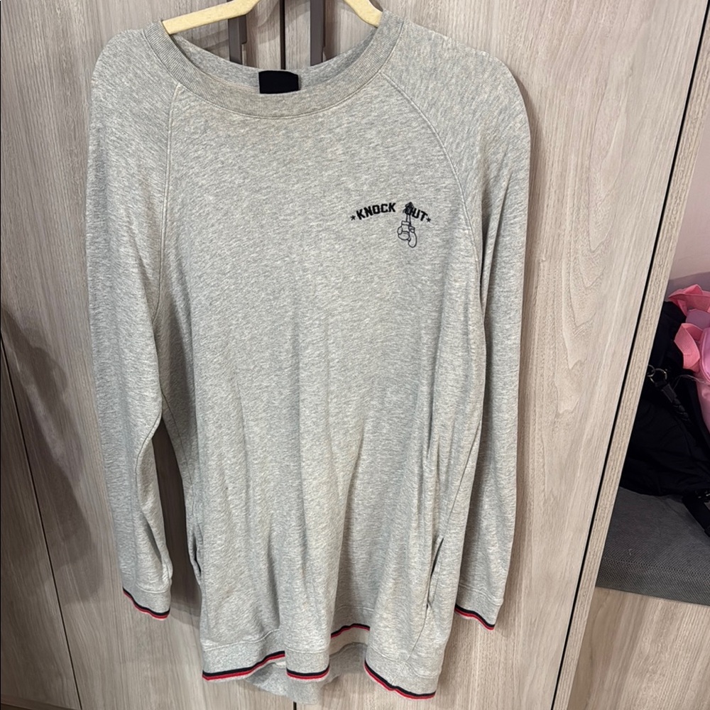 Gray Long Sleeve Sweatshirt dress with Embroidered Logo size L